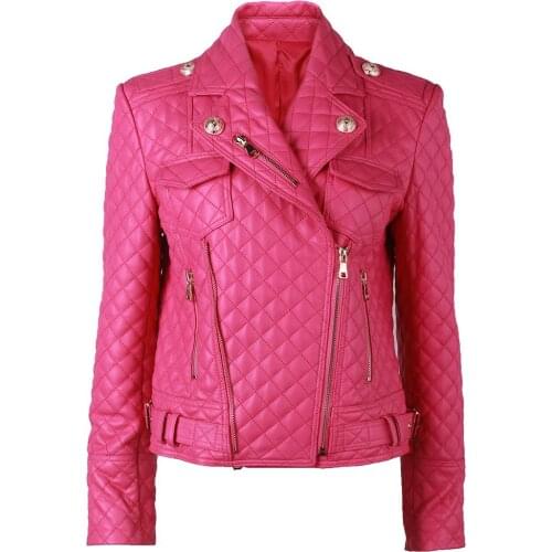 YOLOAgain Women Real Leather Jacket Ladies Double Zippers Motorcycle Leather Jacket