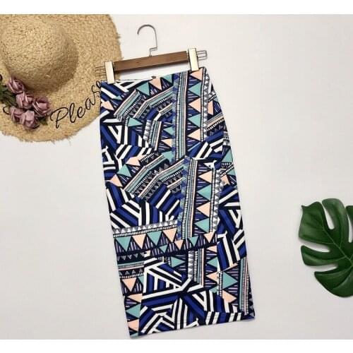 2021 Spring Summer Skirt Female Letter Geometric Printing Cartoon Slim Wrap Hip Skirt High Waist Pencil Skirt One Step