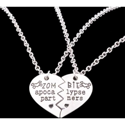 "Zombie Apocalypse Partners" Broken Heart Necklace Best Friend Charm The Walking Dead Pendnat Jewelry Women Men Partners