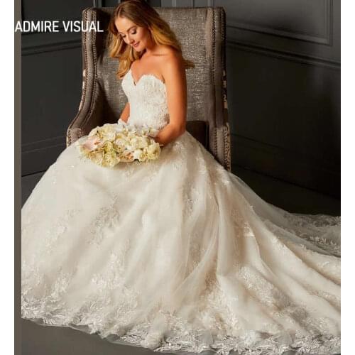 Newest Wedding Dress A-Line Sweetheart Neckline With Lace Beading Strapless Princess Plus Size Bride Gown 2021 Vestidos De Novia