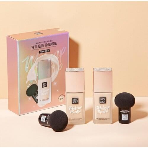 Liquid Foundation With Mushroom Cushion Puff Oil Control Long-lasting Waterproof Moisturizing Bace Powder Face Makeup Beauty