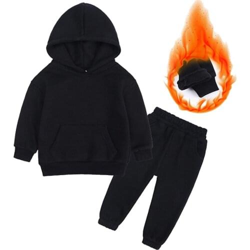 2-12 years old childrens clothing winter new boys and girls' fleece sweater suit hooded Plush sportswear childrens suit