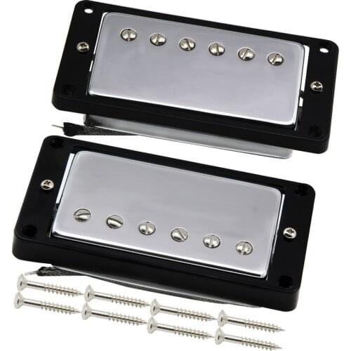 FLEOR Neck+Bridge Pickup Alnico 5 Humbucker Guitar Pickups Chrome with Black Curved Frame for LP Guitar Parts