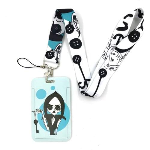 10pcs Coraline Horror Halloween Art Cartoon Anime Fashion Lanyards Bus ID Name Work Card Holder Accessories Decorations Kids