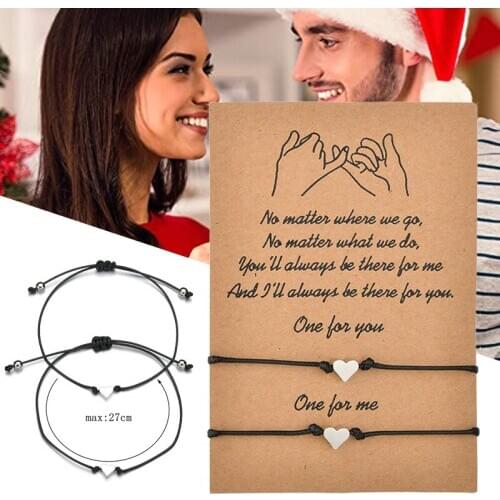 2pcs Adjustable Bracelets Heart Shape Pinky Promise Friendship Hand Chain Gift for Women Girls Mother Daughter Couples C