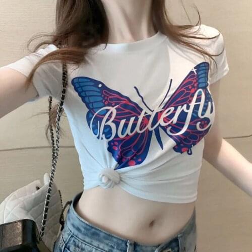 2021 Butterfyl t shirt women summer Womens t-shirts sexy short tops for girls cotton poly Titans attack Harajuku cartoon top