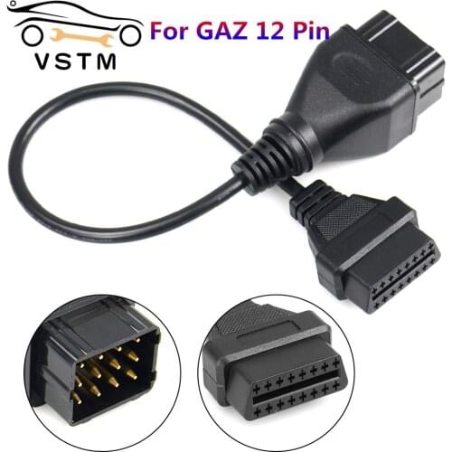 2021 Newest OBD OBDII Connected Cable Adapter for diagnostics For GAZ 12 pin obd2 cable Free Shipping