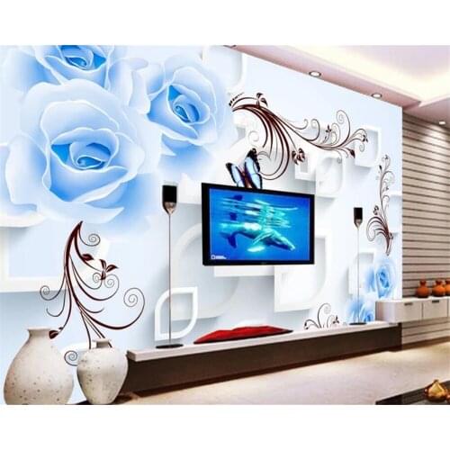 Beibehang Custom 3d wallpaper blue rose vine landscape art mural living bedroom corridor children room photo wallpaper mural