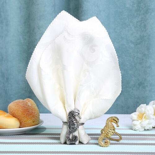 4PCS/metal napkin ring hippocampus napkin holder two-color napkin ring dining table decoration hotel wedding party accessories