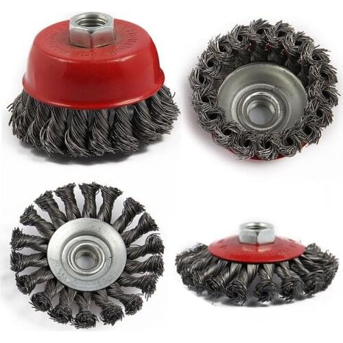 4Pcs M14 Crew Twist Knot Wire Wheel Cup Brush Set For Angle Grinder Retail