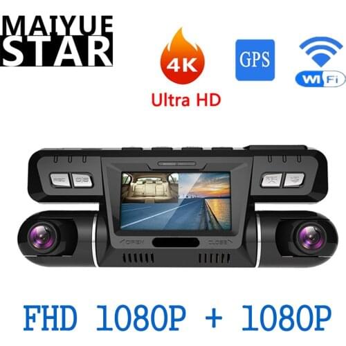 4K UHD Full HD 1080P+1080P Car DVR WiFi GPS WDR ADAS Dual Lens Dash Cam Recorder Sony Sensor Night Vision Dual Camera Recorder