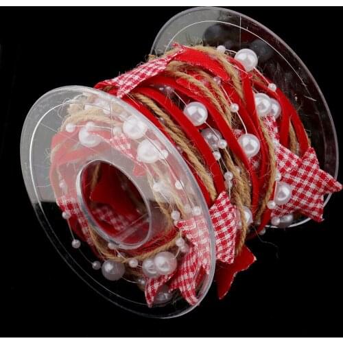5m x 30mm Red Beads Star Polyester Ribbon Trims Xmas Embellishment Crafts