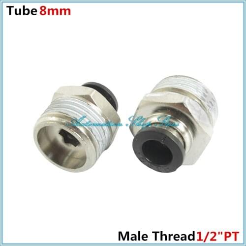 5pcs 1/2"PT Male Thread Dia 8mm Pipe Push In Quick Joint Connector Pneumatic fitting PC8-04