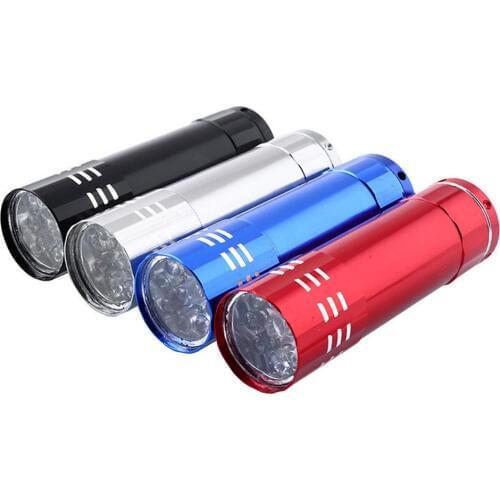 9LED Ultraviolet Flashlight Money Detector Mini Nine Lamps UV Curing Mask Nail Art Fluorescent Detection Pen