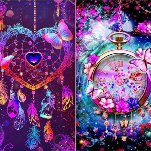 5D DIY Diamond Painting Landscape Fantasy Feather Cross Stitch Kit Full Drill Square Embroidery Diamond Mosaic Art Picture Decor