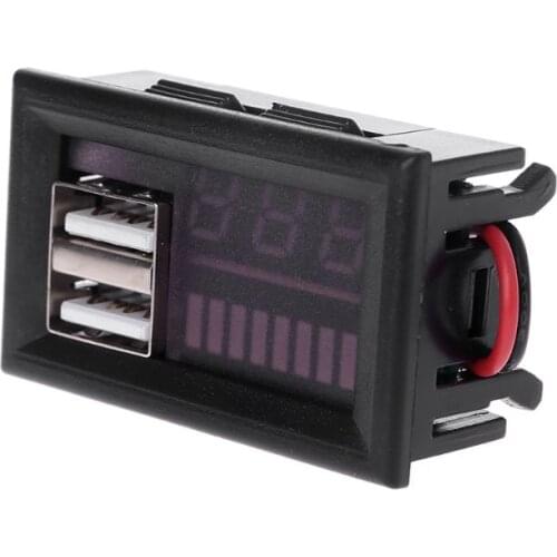 12V Digital Motorcycle Voltmeter Voltage Battery Panel Meter w USB 5V Output