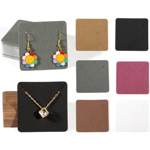 50pcs 5x5cm Necklace Cards Packaging Necklace Display Card Holder Cardboard Blank Kraft Paper Tags for DIY Jewelry Display Card