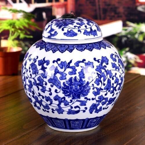 Jingdezhen ceramic Antique Porcelain temple jars blue and white antique ginger jars