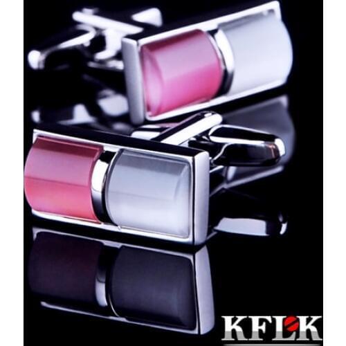 KFLK jewelry 2020 shirt wedding cufflinks for mens gift Brand cuff buttons Pink cuff link High Quality abotoaduras Jewelry