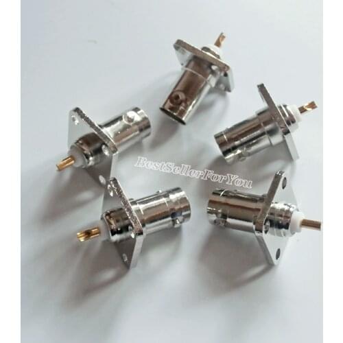 10Pcs Connector BNC Female Jack With 4 Holes Flange Panel Chassis Mount Coaxial Solder Connector