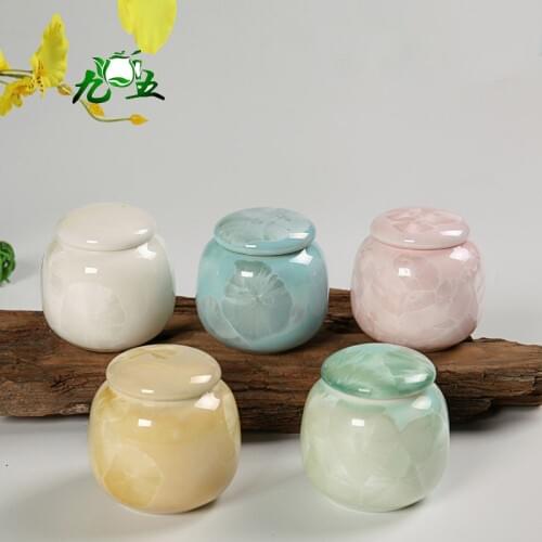 Colorful Elegant Mini Porcelain Airtight Matcha 30g Tea Caddy Pills medicine Powder Storage Keep Clean and Fresh Tea Accessory
