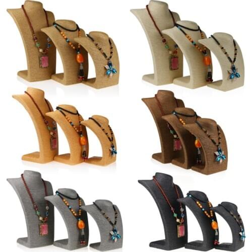 Top Sell Model Bust Show Exhibitor 6 Options Hemp Rope Jewelry Display Necklace Pendants Mannequin Jewellery Stand Organizer