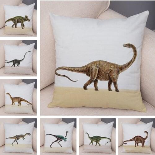 Jurassic Cartoon Dinosaur Cushion Cover for Sofa Home Children Room Decor Wild Animal Print Pillow Case Plush Pillowcase 45x45cm