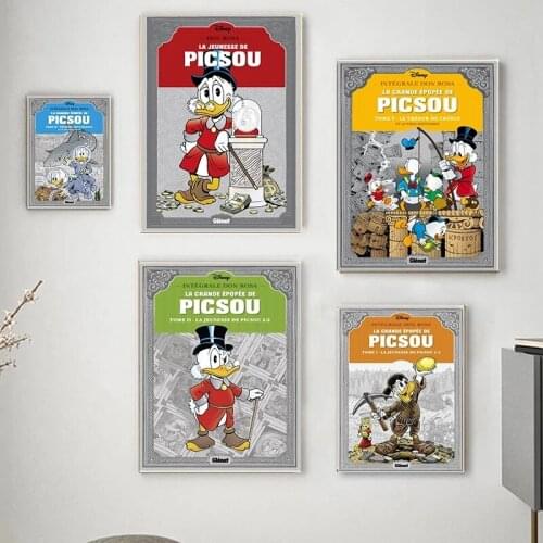 Cartoon Comics Donald Canvas Painting Disney Donald Duck Posters and Prints Wall Art Pictures for Living Home Room Decoration