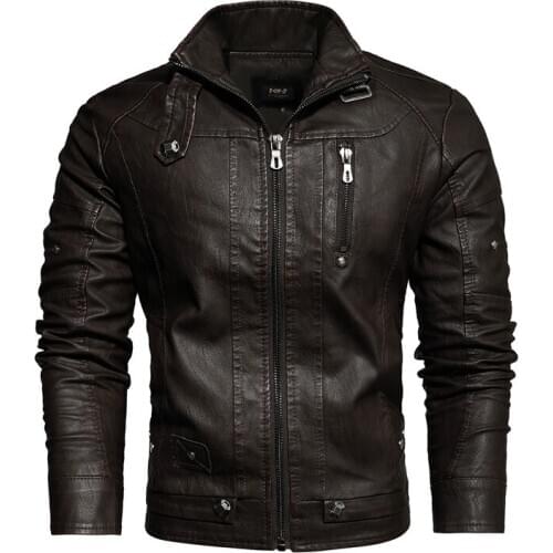 Mens Leather Jacket Business Casual Leather Autumn Winter New Fashion Motorcycle Windproof Warm Leather Jacket Men