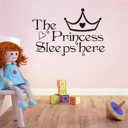 The Princess Sleeps Here Wall Sticker For Kids Baby Rooms Bedroom Living Room Peel & Stick Waterproof Art Wallpaper Poster