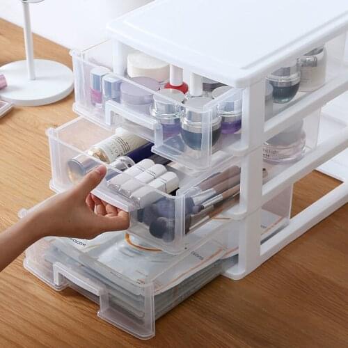 2021 New 3-layer Desktop Storage Box Drawer Type Sundries Holder Transparent Cosmetic Box Desktop Makeup Jewelry Organizer Box