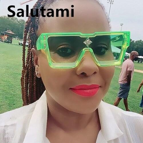 Vintage One Piece Oversized Square Sunglasses For Women Luxury Brand Crystal Star Sun Glasses Men Hip Hop Sexy Sahdes White