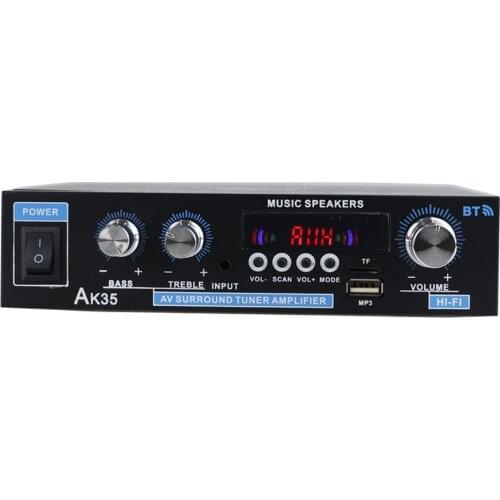 AK35 HIFI 2CH Audio Power Amplifier Portable Sound Amplifier Speaker Amp for Car Home Audio Mini Amplifier with Remote Control