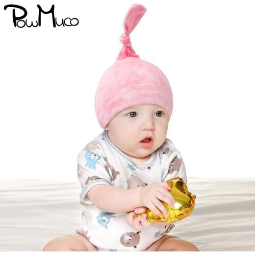 Powmuco 1 PCS Soft Skin-friendly Cotton Baby Nightcap Colorful Tie-dyed Knotted Newborn Hats Infant Headwear Photography Props