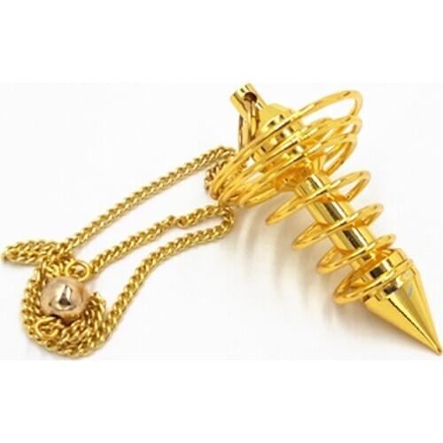 Reiki pendulum pendant Natural Stone Amulet Healing Pyramid spiritual pendulums for dowsing Copper metal Charms Chakra Amulet