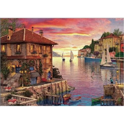 Counted Cross Stitch Kits Needlework Embrodery - 14 ct Aida DMC Color DIY Arts Handmade Home Decor - The Mediterranean Harbour