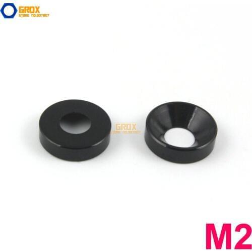 30 Pieces M2 Black Aluminum Washer Countersunk Flat Head Screw Washer