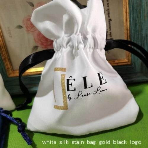 Silk Stain Gift Pouch 7x9cm 8x10cm 9x12cm 10x15cm 12x17cm pack of 100 can print logo Party Candy Drawstring Bag