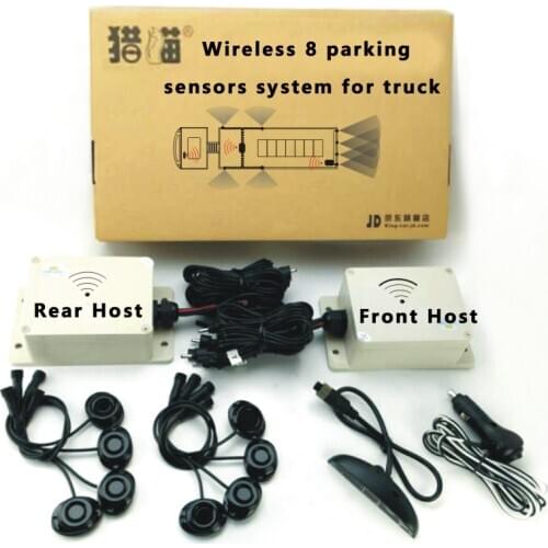 24V truck blind spot detection system 8 parking sensors drive safety module wireless parking sensors system