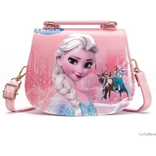 Disney Cartoon Lovely Girls Princess Frozen Elsa Handbag Cartoon Pubag Fashion Glitter Magnetic Button Bags