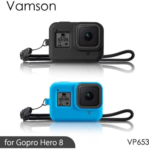 Vamson for Go Pro Hero 8 Two Colors Soft Silicone Case Protective Cover Sports Camera Accessories for go pro hero 8 VP653