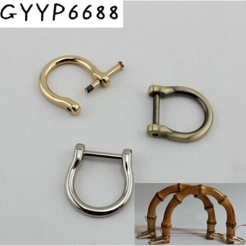 10pcs 16mm 19mm Screw D ring Natural bamboo handles for bags replacement,retro hand made knit bag handbags Hardware Accessories