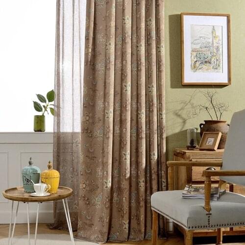 High Quality Curtains for Living Dining Room Desert Flower Contemporary Jacquard Printed Window Bedroom Classic Brown Dirt-Proof
