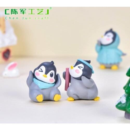 ZOCDOU 1 Piece Cute Animal Fun Penguin Small Statue Figurine Crafts Ornament Miniatures DIY