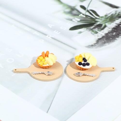 1/12 Dollhouse Miniature Blueberry Mango Apple Pineapple Pie Tray Model Toys Dollhouse Kitchen Accessories Salad Tray