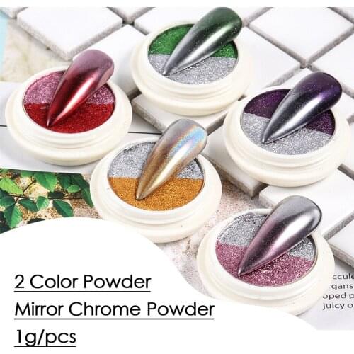 1box of10g-8solid two-color nail glitter Solid laser powder titanium gold powder magic mirror water ripple nail powder two-color