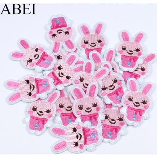 10pcs Cartoon Rabbit Patch Embroidery Cute Animal Stickers DIY Jeans Bags Sweaters Shirts Sewing Appliques Coats Pants Badges