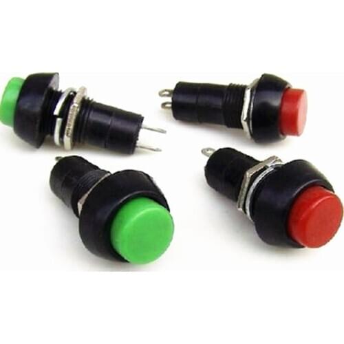 10pcs PBS-11B 2PIN Plastic 12mm Push Button Momentary Switch 3A 150V Red green random