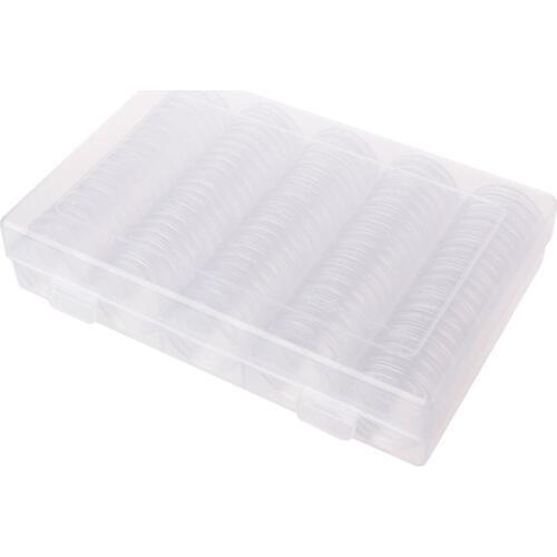 100 Coin Holder Capsules 30mm Round Box Plastic collectibles Storage Organizer