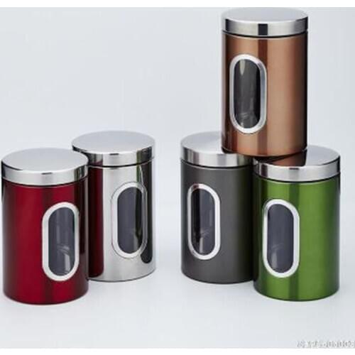 3Pcs Stainless Steel Tea Tank Coffee Sugar Storage Canisters Jars Pots Kitchen Food Container for Grains Nuts Cans Box Bottels